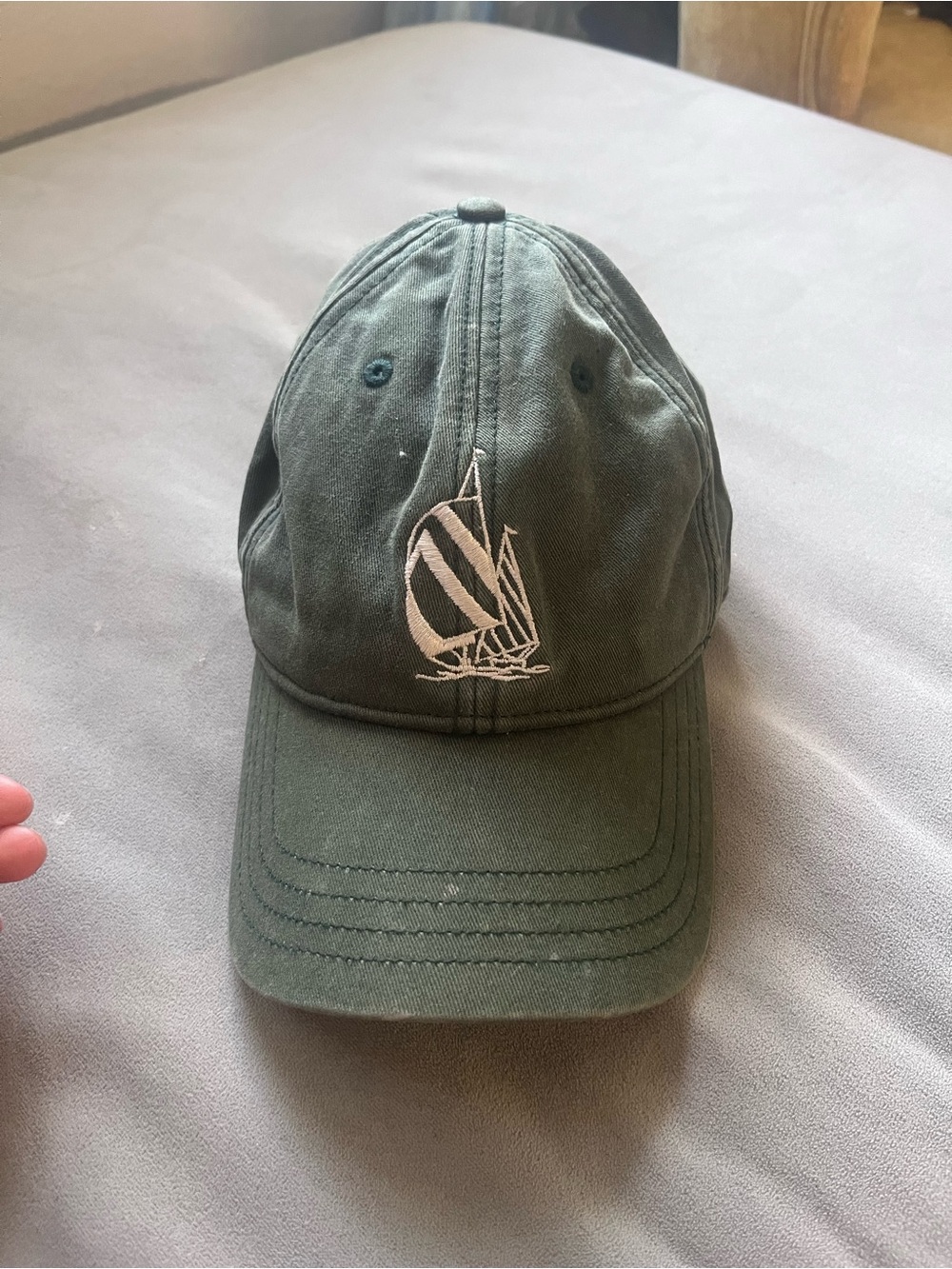 Nautica Olive Green Cotton Sailboat Cap